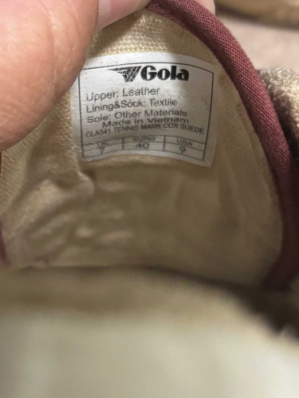 Gola Tennis Mark Cox Suede Sneakers Burgundy Cream Women’s 9 Vintage - Picture 5 of 5